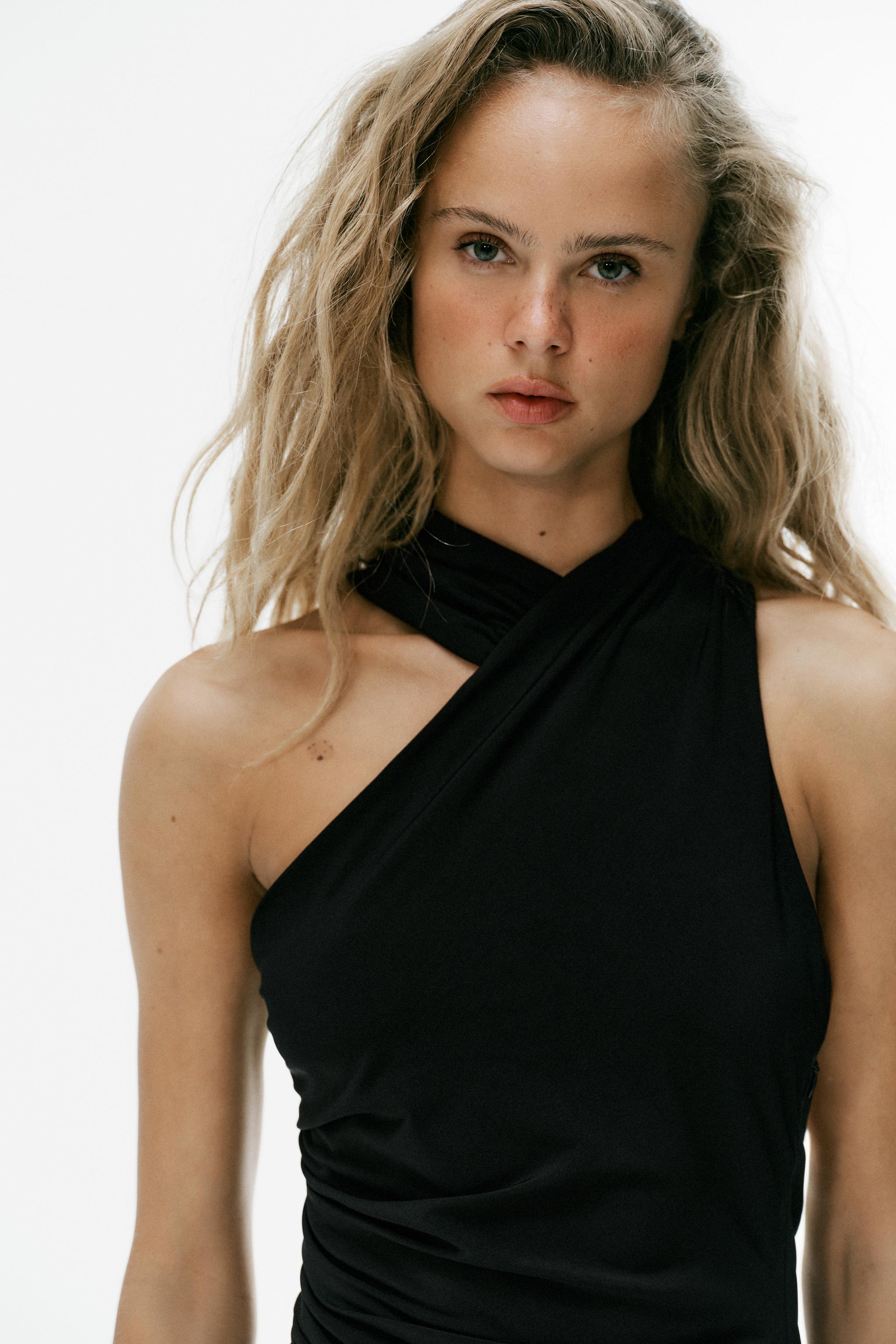 RUCHED HALTER DRESS